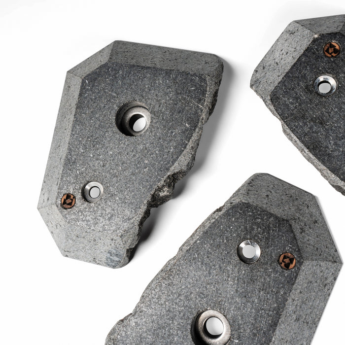Diamond Granite climbing hold – several holds from above showing the cut shape