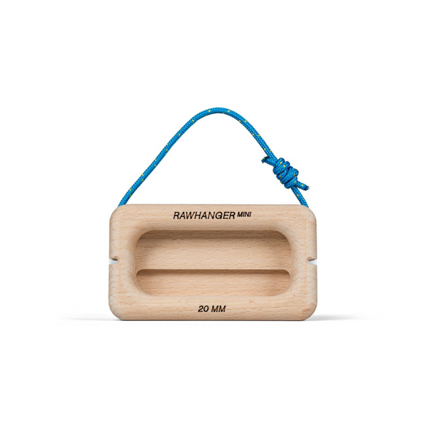 Mini Hanger Raw Beech – front view with blue rope